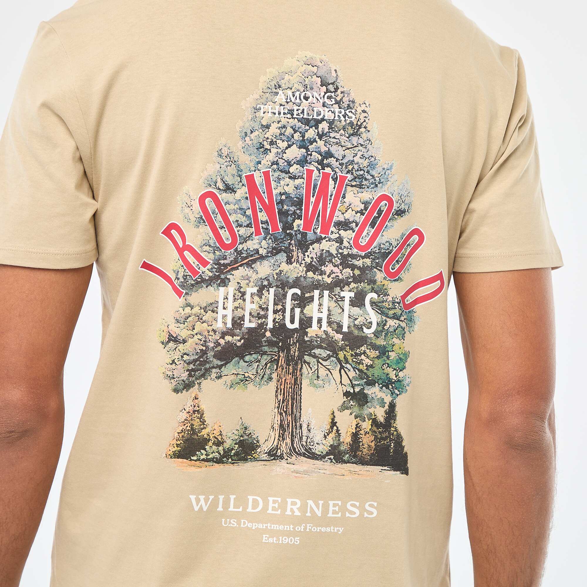 Printed Crew Neck Short Sleeve T-Shirt BEIGE
