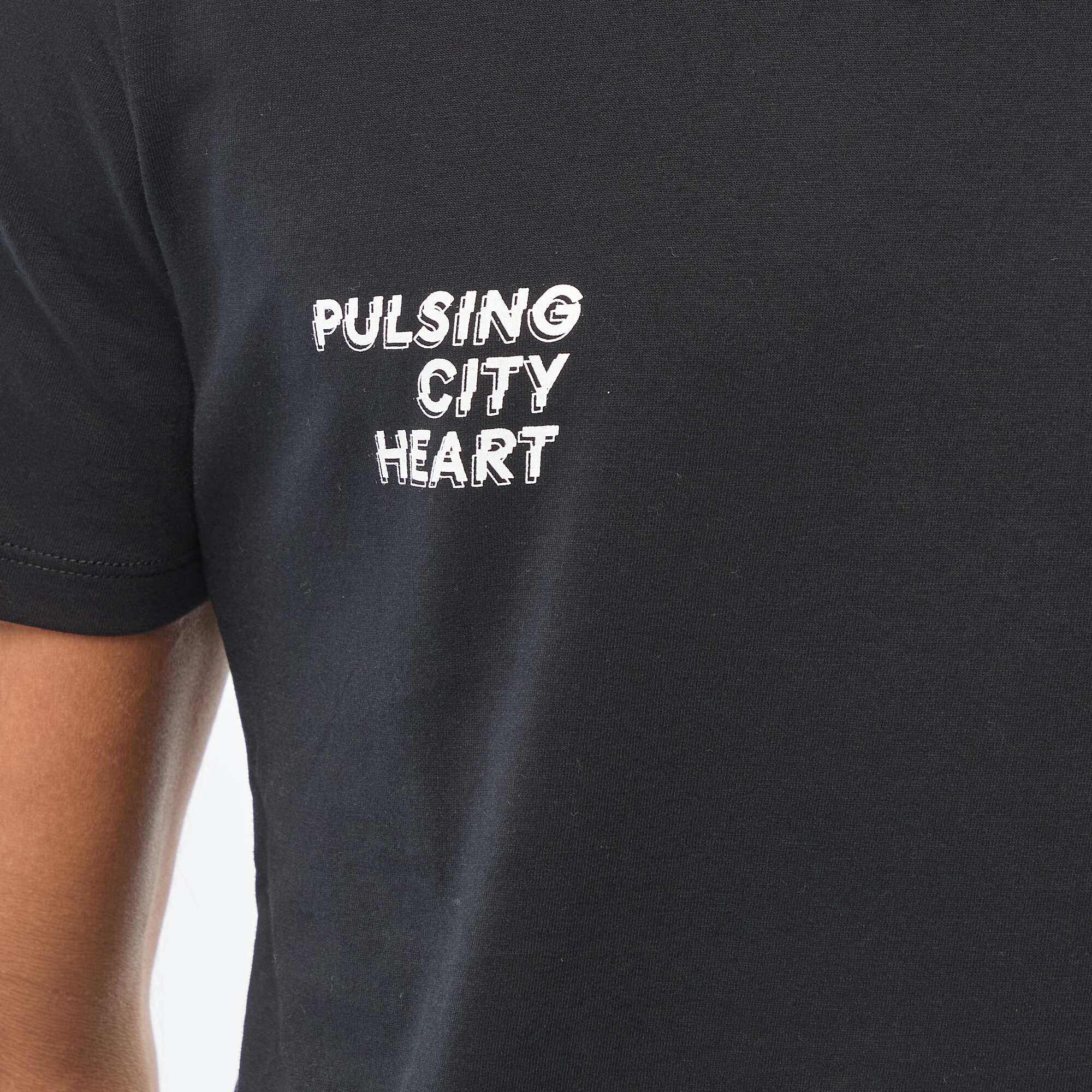 Printed Crew Neck Short Sleeve T-shirt BLACK