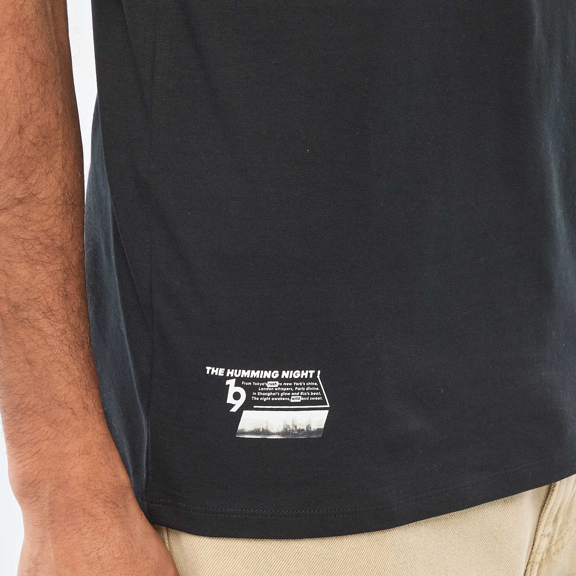 Printed Crew Neck Short Sleeve T-shirt BLACK