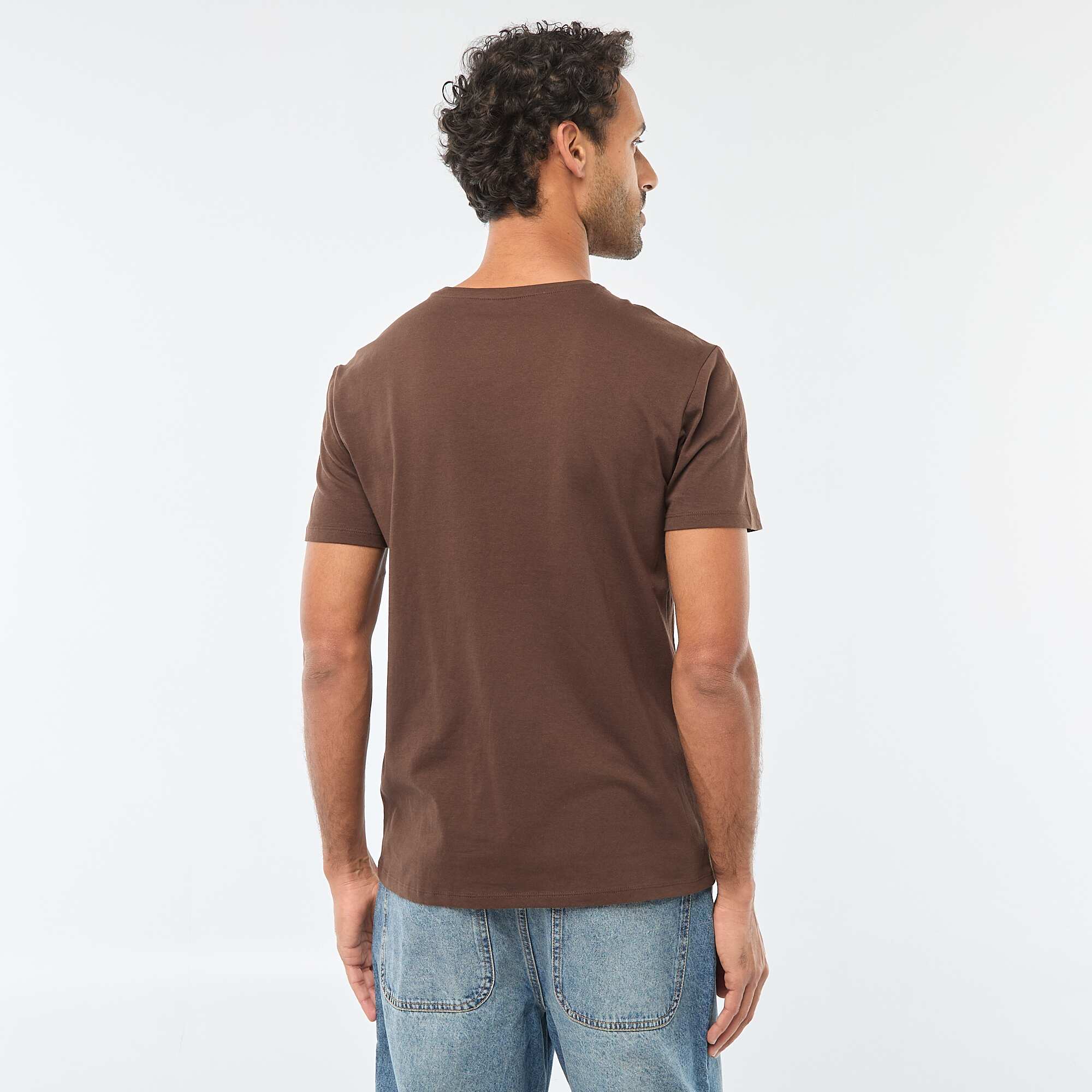 Printed Crew Neck Short Sleeve T-shirt BROWN