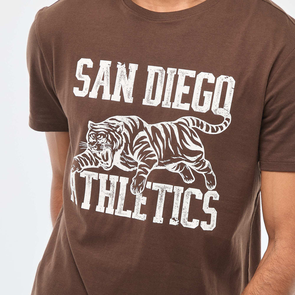 Printed Crew Neck Short Sleeve T-shirt BROWN