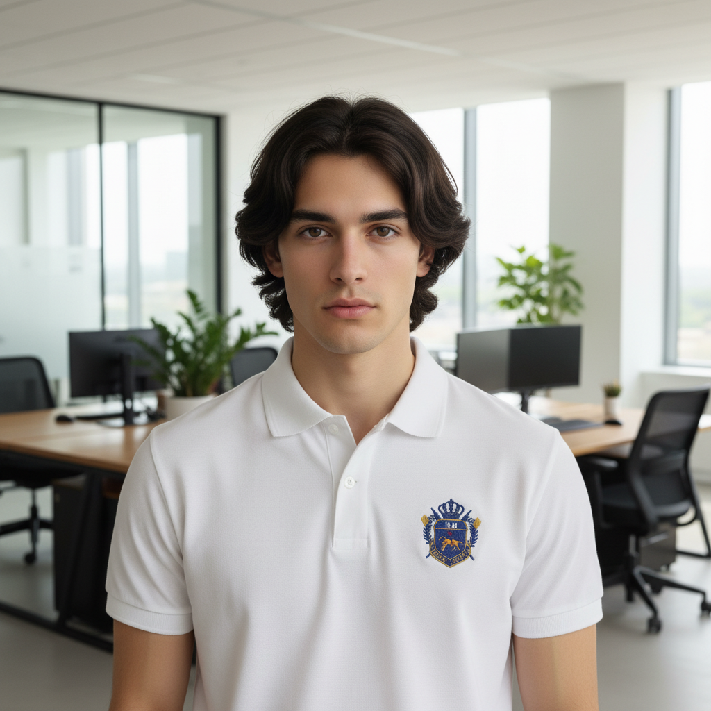 Royal Crest Embroidered Polo – White Classic Edition