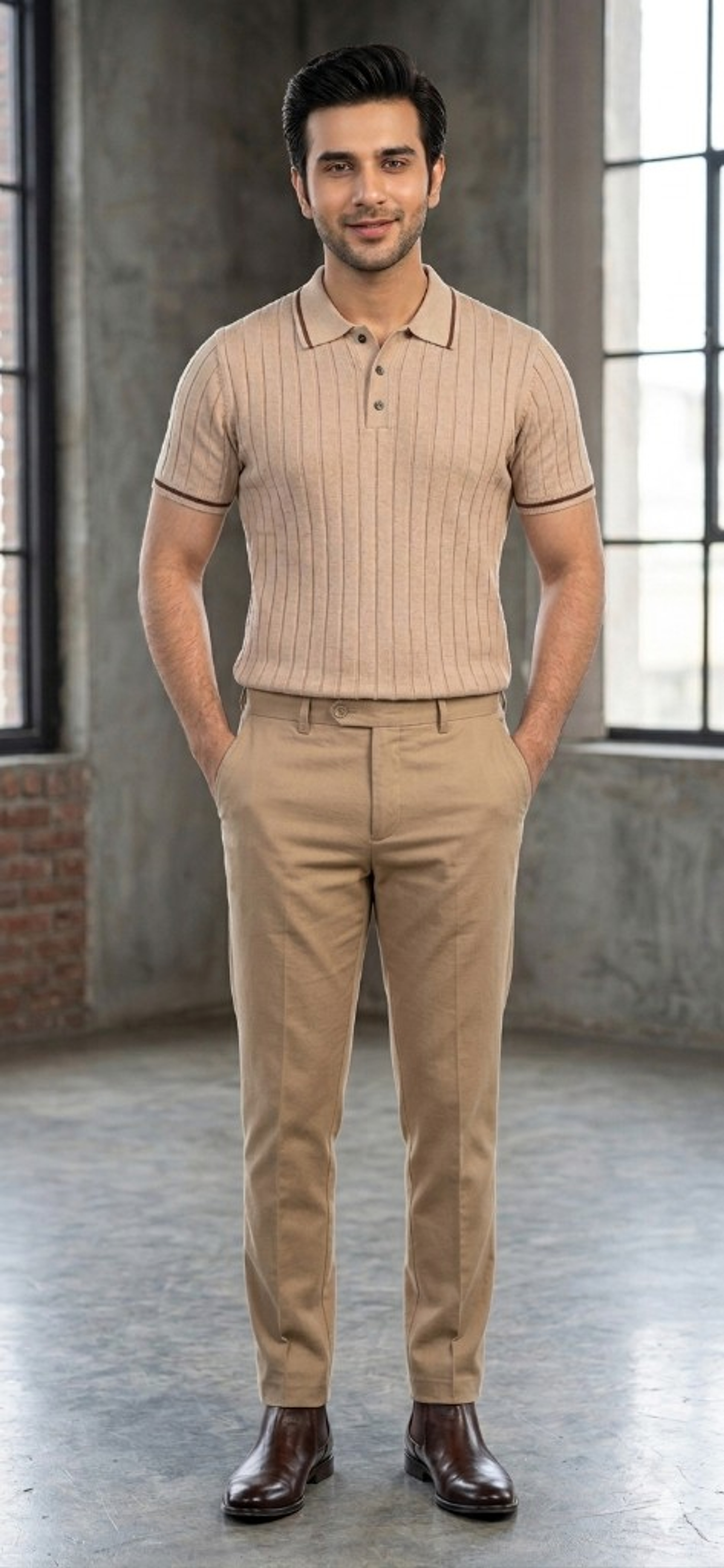 HM Mart cable-knit polo craftsmanship
